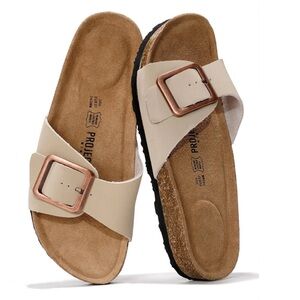 Project Cloud Big Buckle Memory Foam Leather Slide Sandals
